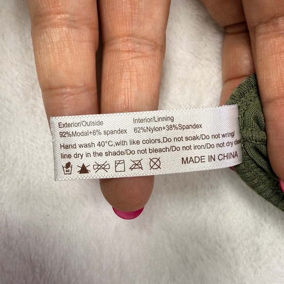 Popilush Olive Green Ribbed Shapewear Maxi Dress Adjustable Strap Athleisure L - Picture 5 of 8